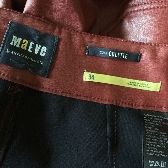 NWOT MAEVE by Anthropologie Colette Wide Leg Faux Leather Cropped Pants - Picture 8 of 10